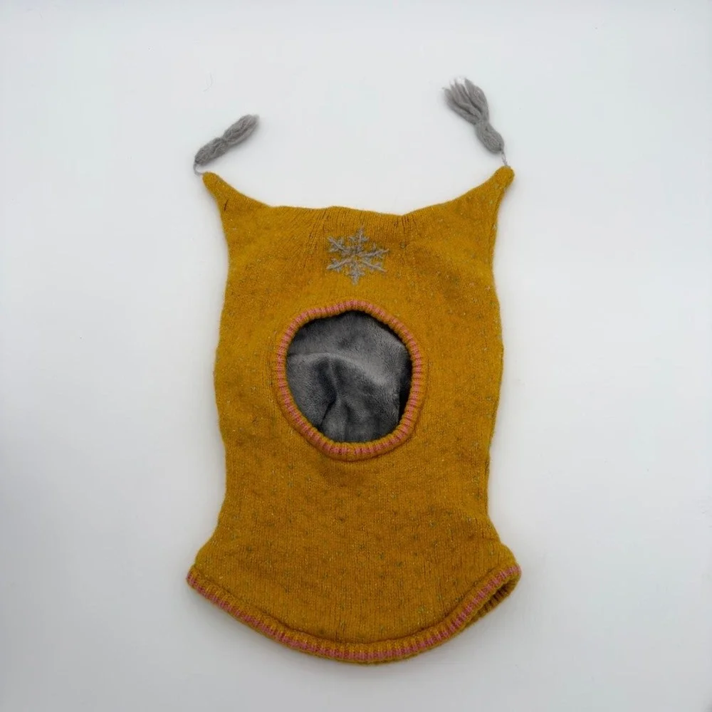 Noa Noa Kids Balaclava Snowflake Fleece Lined Mustard Yellow 3-5Y